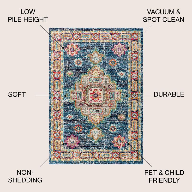 JONATHAN Y Bohemian FLAIR Boho Vintage Medallion Navy/Red 8 ft. x 10 ft. Area Rug