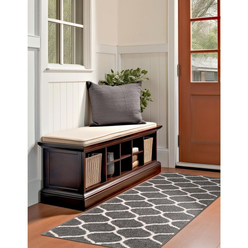 Unique Loom 2' 0 x 6' 0 Trellis Frieze Rounded Dark Gray Area Rug