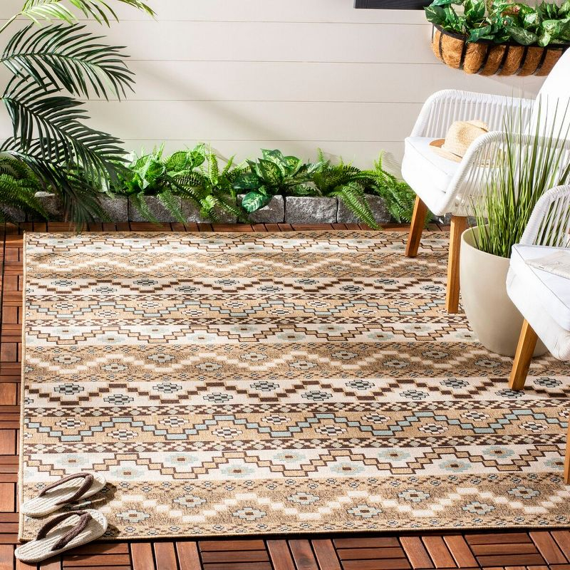 Veranda VER095 Power Loomed Indoor and Outdoor Area Rug - Creme/Brown - 5'3"x7'7" - Safavieh.