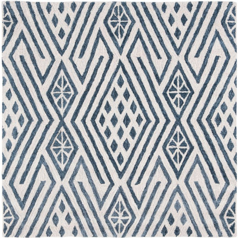 Micro-Loop MLP611 Hand Tufted Area Rug - Blue/Ivory - 5'x5' - Safavieh.