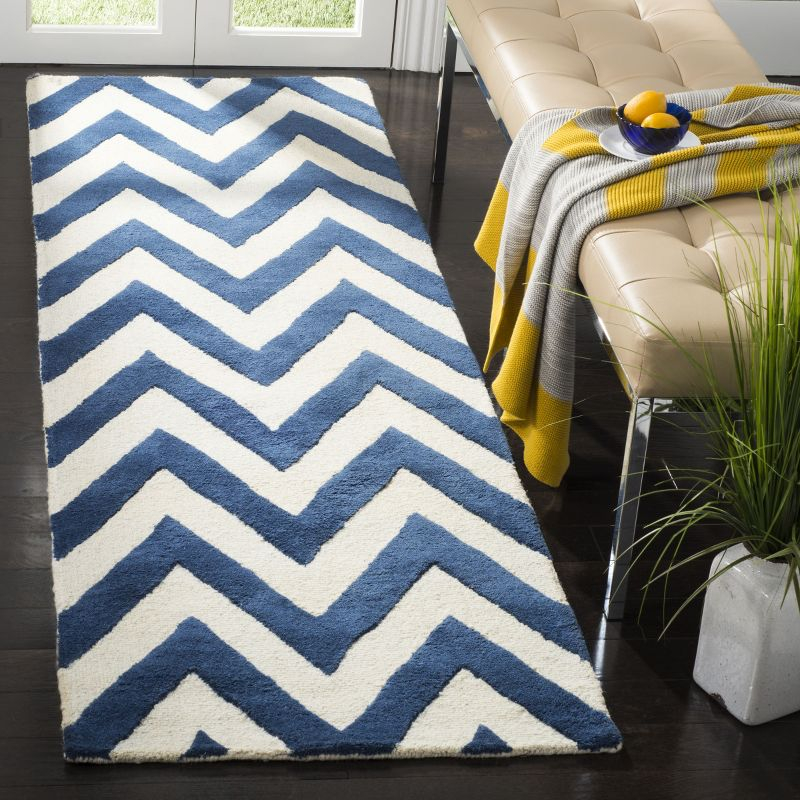 Cambridge CAM139 Tufted Indoor Accent Rug - Navy/Ivory - 3'x5' - Safavieh