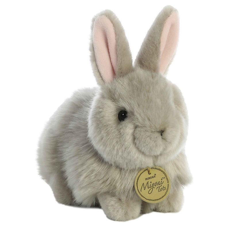 Aurora Small Angora Bunny Miyoni Realistic Stuffed Animal Grey 7.5"