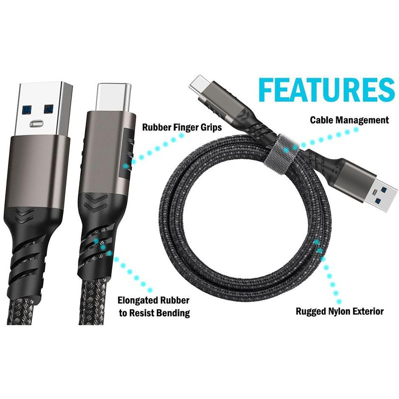 USB-C Phone Charger Combination, Nakedcellphone 20W Dual Port Wall Charger and Rugged Cable (3.2 Foot Cord) for Cell Phone, iPhone, Tablet