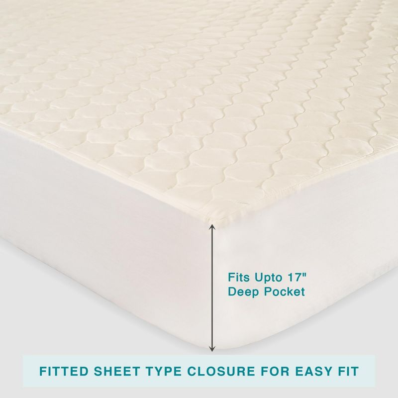 Fabdreams Luxury Organic Cotton Quilted Mattress Protector with 17" Deep Pockets, Water- Resistant, Twin Size