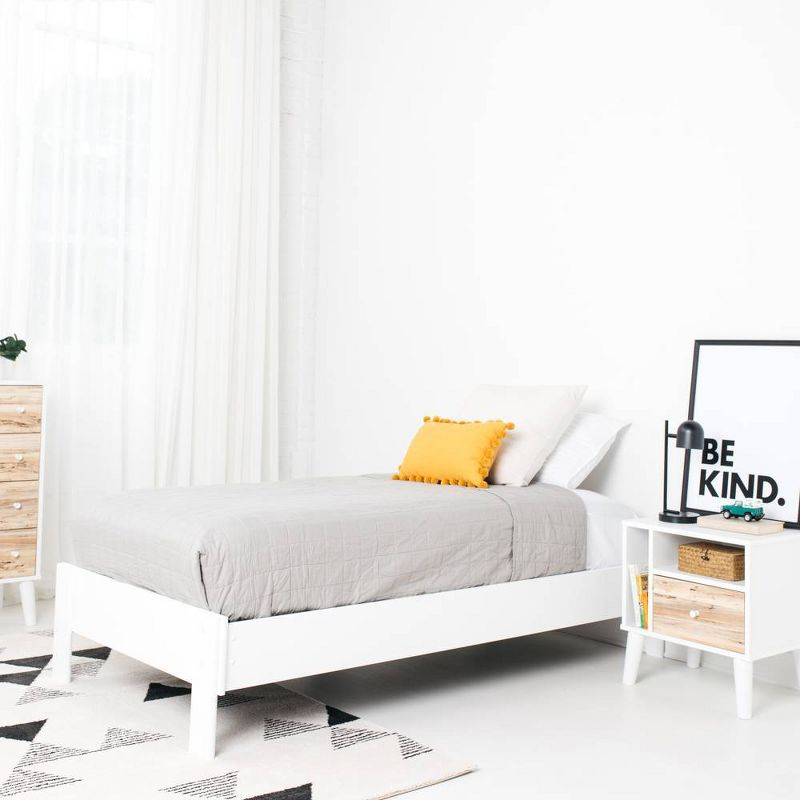Twin Piperton Platform Bed White - Signature Design by Ashley: Modern Style, No Box Spring Needed