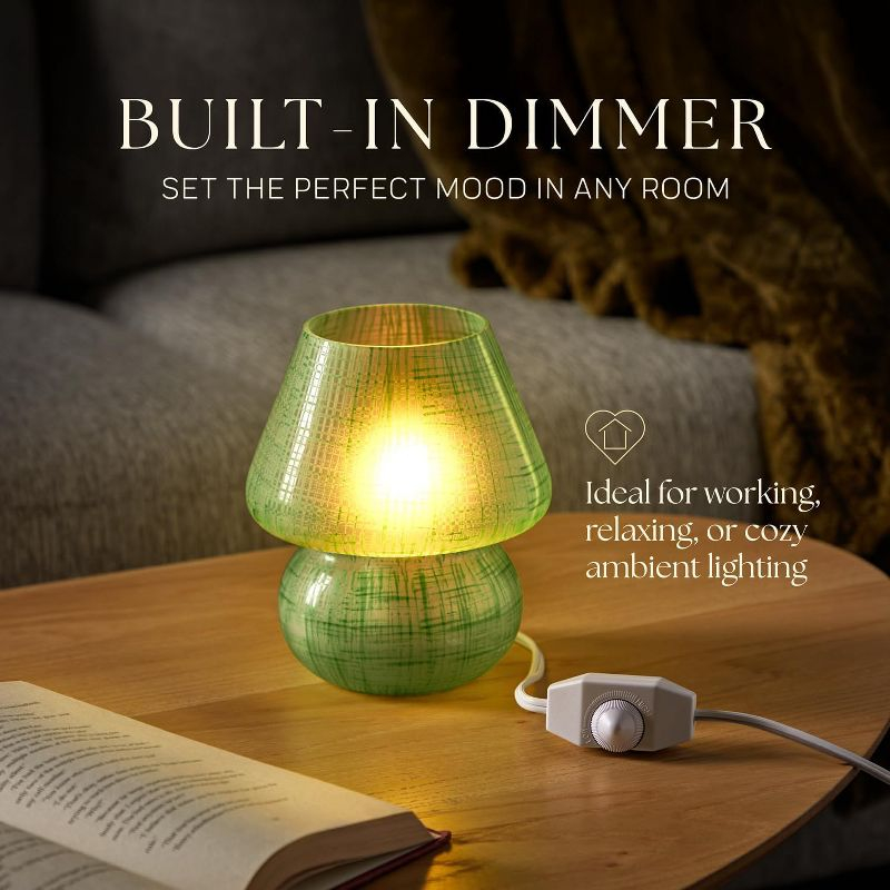 Next Glow Mushroom Lamp - Green Retro Funky Aesthetic LED Table Lamp, Modern Dimmable E26 Socket