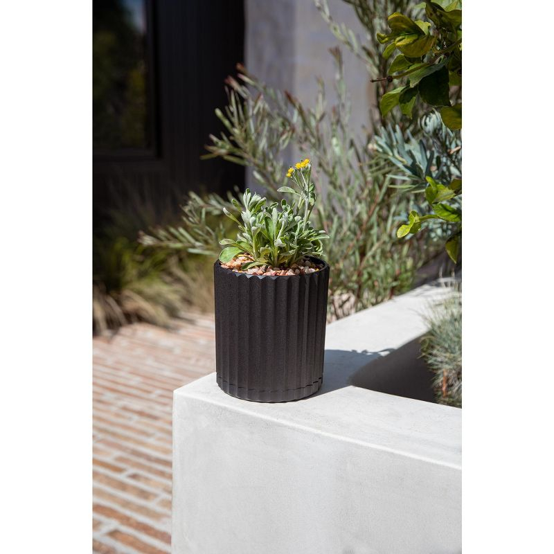 Veradek Mason Series Demi 6" Plastic-Stone Planter 2-Pack Black