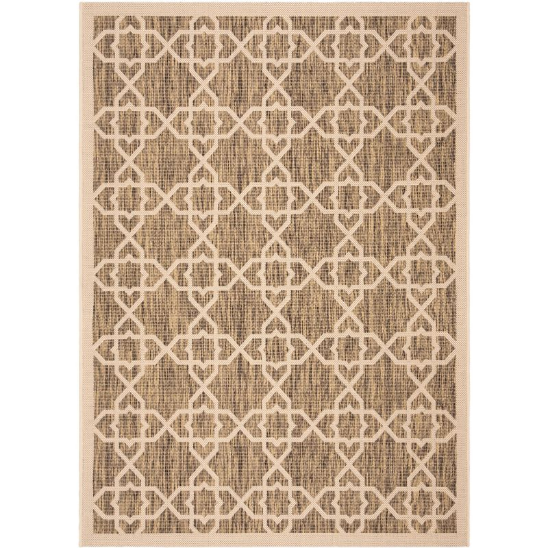 Courtyard CY6032 UV & Stain Resistant Non-Shedding Power Loomed Indoor/Outdoor Accent Rug - Brown/Beige - 4'x5'7" - Safavieh