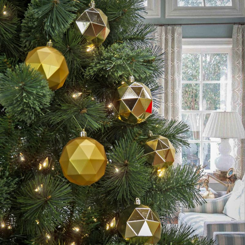 National Tree Company First Traditions Christmas Tree Ornaments, Metallic and Matte Yellow Gold, Set of 6