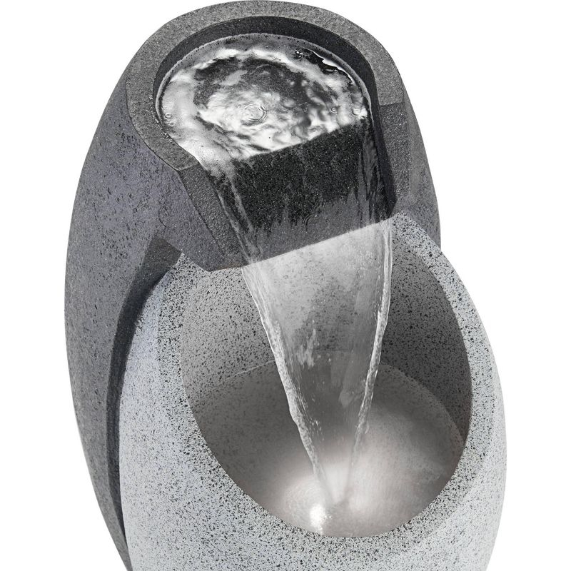 Waterfall 25" High Large Modern Indoor Outdoor Decor Faux Stone Floor Fountain with Light LED Standing Outside Garden Patio Yard