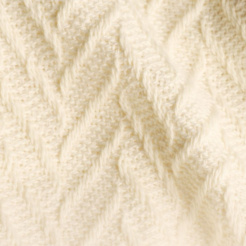 Bed Blanket | Soft 100% Cotton | Herringbone Design | All-Season Thermal Layering by California Design Den - Ivory, King (106" x 94")