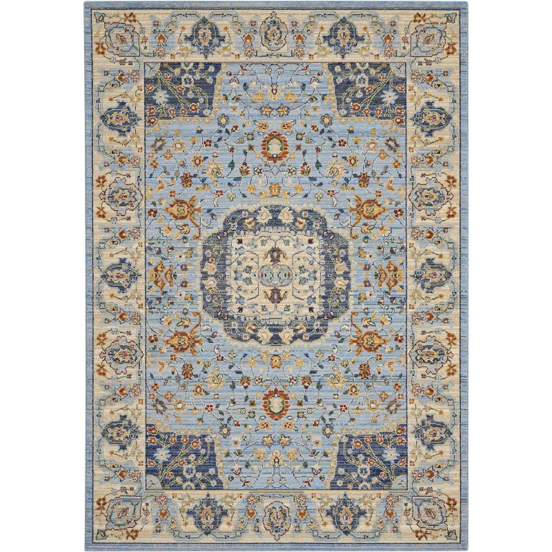 Nourison Majestic MST03 Blue/Ivory/Red Indoor Area Rug - 5'6 x 8'