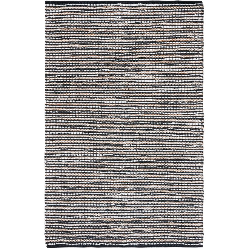 Vintage Leather VTL205 Hand Woven Area Rug - Black/Ivory - 8'x10' - Safavieh.