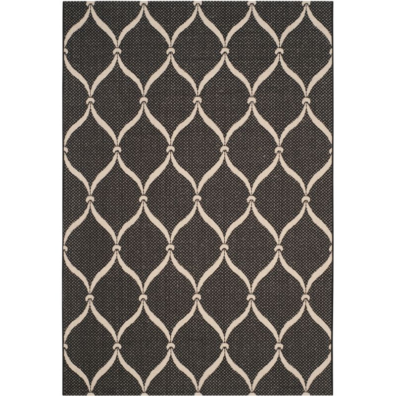 Courtyard CY6654 Power Loomed Indoor and Outdoor Area Rug - Black/Beige - 4'x5'7" - Safavieh
