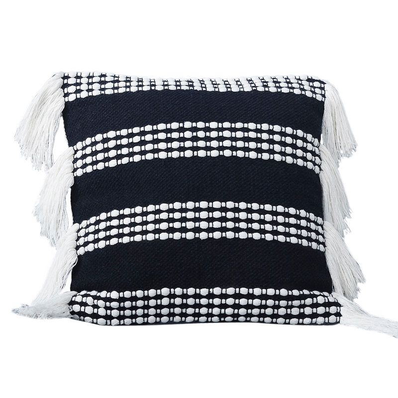 Modern Threads 18" x 18" Black Stripe 100% Cotton Decorative Pillow Cover, Irma