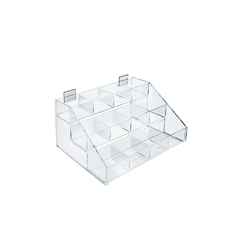 Azar Displays NEW Three-Tier Shelf, 12 Compartment Counter Step Display, 16" wide