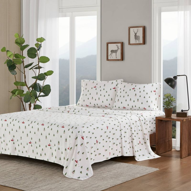 Queen Cotton Flannel Sheet Set Green Tree Trip - Woolrich