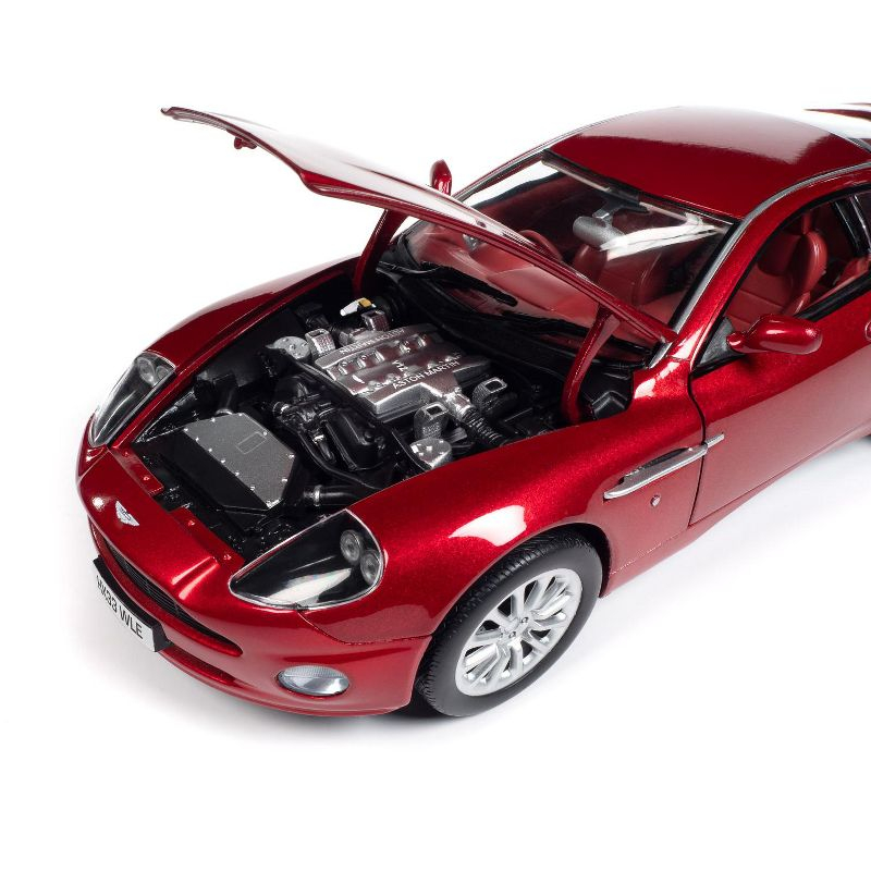 2005 Aston Martin V12 Vanquish RHD (Right Hand Drive) Toro Red Mica Met with Red Interior 1/18 Diecast Model Car by Auto World