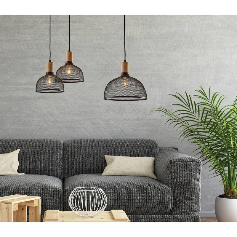 Large Dale Pendant Black - Adesso: Industrial Style, Rubber Wood Accent, ETL Listed