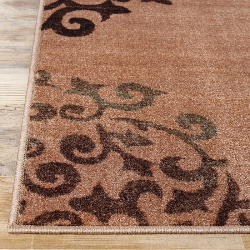 Classic Medallion Floral Scroll Non-Slip Washable Indoor Runner or Area Rug, 2'x3', Camel - Blue Nile Mills