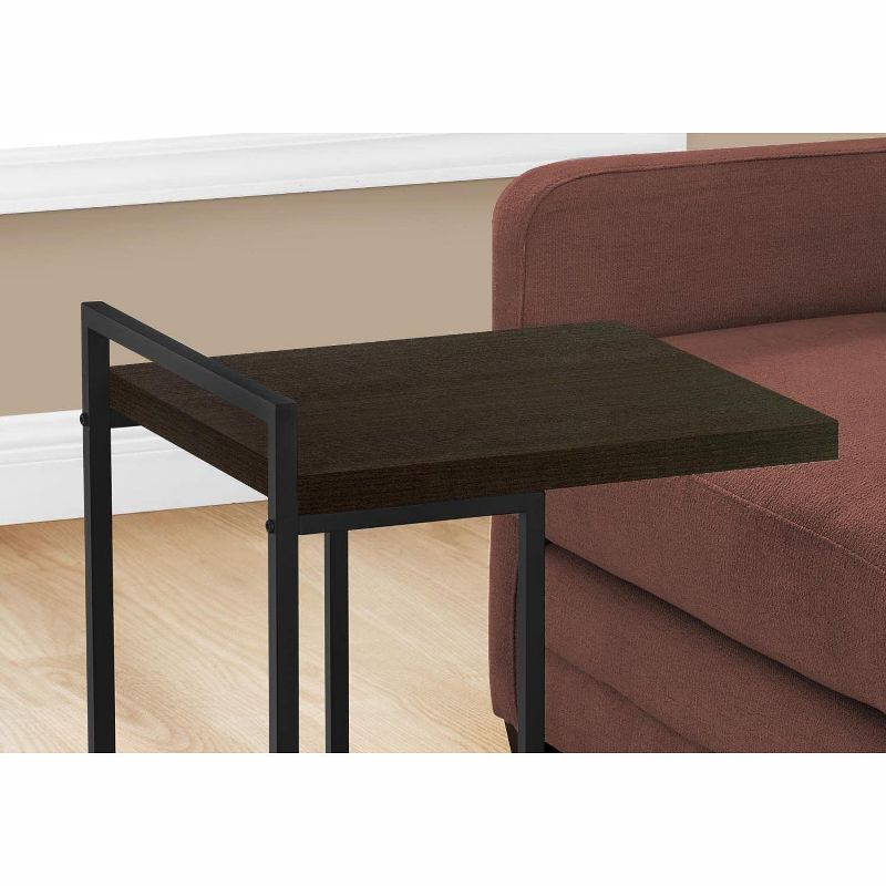 Monarch Specialties Accent Table, C-shaped, End, Side, Snack, Living Room, Bedroom, Brown Laminate, Black Metal, Contemporary, Modern