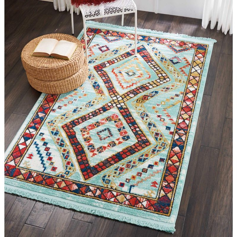 Nourison Decor Bordered Diamond Indoor Area Rug - 3'11" x 6'2" Aqua