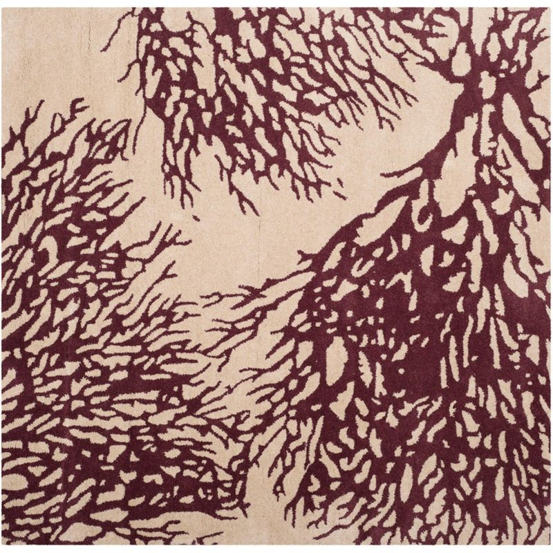 Bella BEL115 Hand Tufted Area Rug - Beige/Purple - 5'x5' - Safavieh.