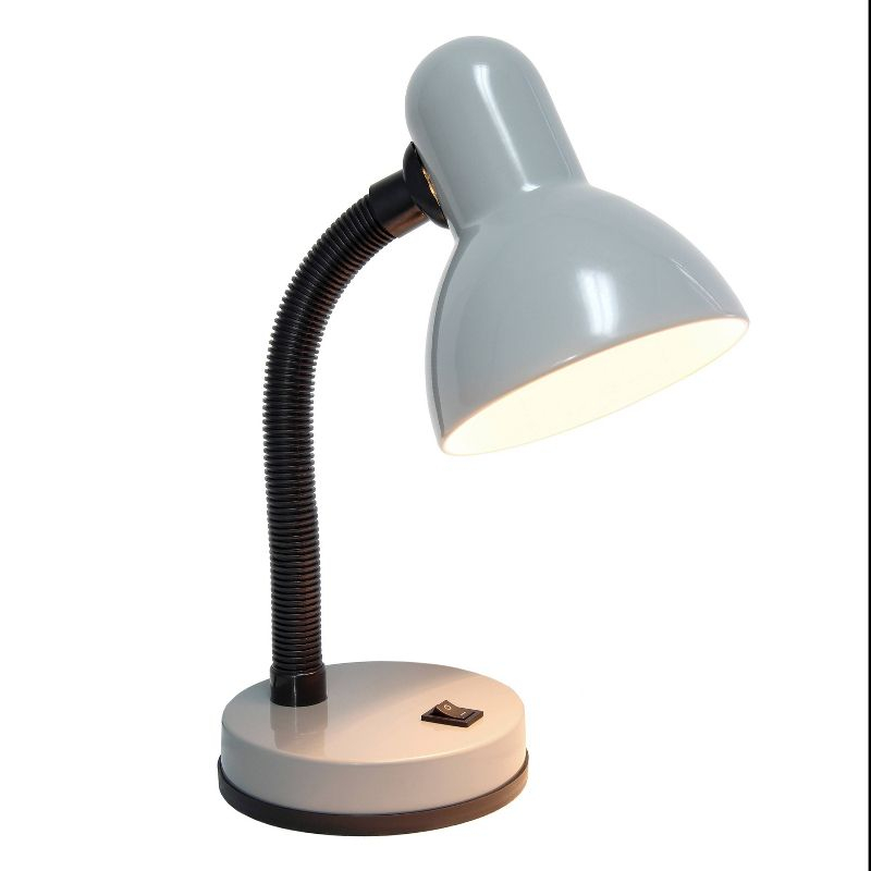Basic Metal Desk Lamp with Flexible Hose Neck Silver - Simple Designs: ETL Listed, Adjustable, No Assembly Required