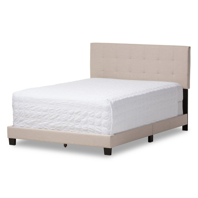 Full Brookfield Modern and Contemporary Fabric Upholstered Grid Tufting Bed Beige - Baxton Studio: MDF Frame, Polyester Fill, Requires Box Spring
