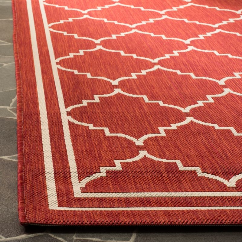 Courtyard CY6889 Power Loomed Indoor and Outdoor Area Rug - Red/Beige - 6'7"x6'7" - Safavieh