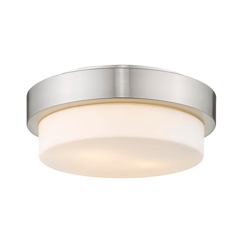 Golden Lighting Multi-Family 11" 2-Light Flush Mount in Pewter with Opal Glass