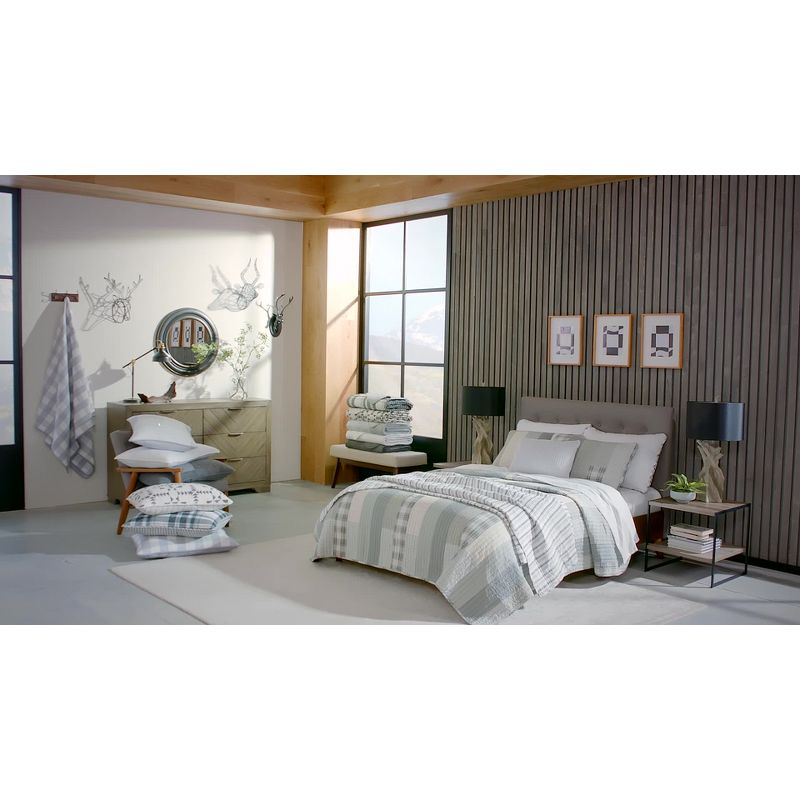 Eddie Bauer 3pc King Camano Island Plaid Quilt Set Red: Lightweight, Pre-Washed, Diamond Quilting