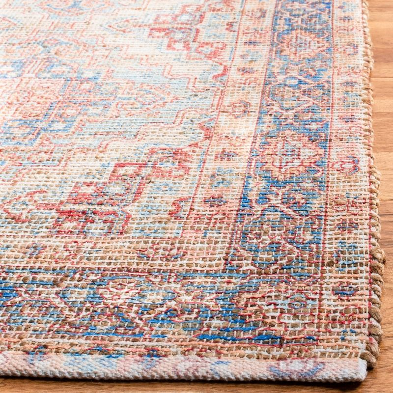 Saffron SFN510 Hand Loomed Area Rug - Blue/Rust - 5'x8' - Safavieh.