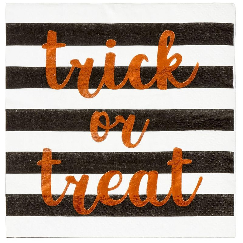Blue Panda 50 Pack Halloween Cocktail Napkins, 3-Ply Trick or Treat Napkins for Spooky Halloween Decors and Party Supplies, 5x5 In