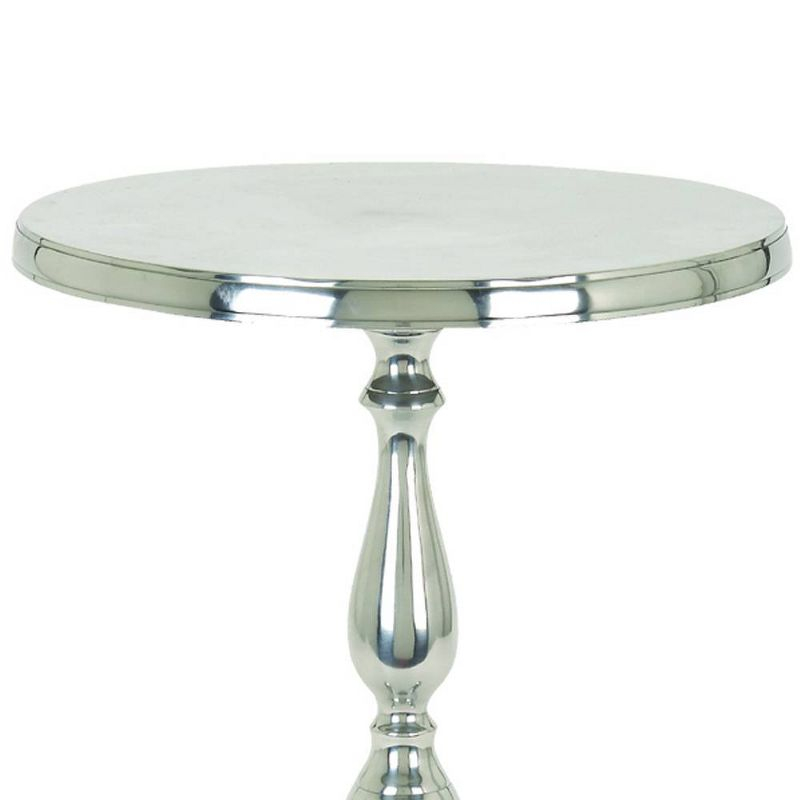 Aluminum Accent Table with Pedestal Base Silver - Benzara