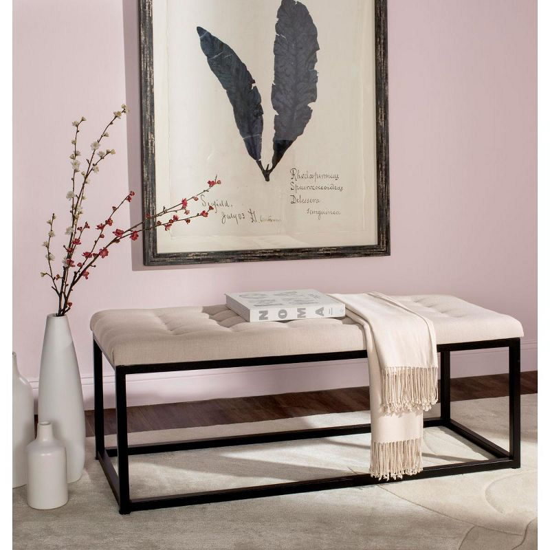 Reynolds Bench - Beige/Black - Safavieh