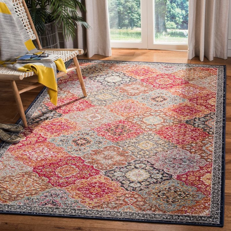 Montage MTG281 Power Loomed Indoor/Outdoor Accent Rug - Red/Aqua - 3'x5' - Safavieh