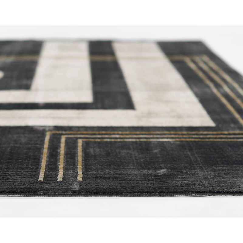 Momeni 5'1"x7'7" Edition Angular Machine Loomed Area Rug Charcoal Gray: Geometric Pattern, Indoor, Low Pile Polyester