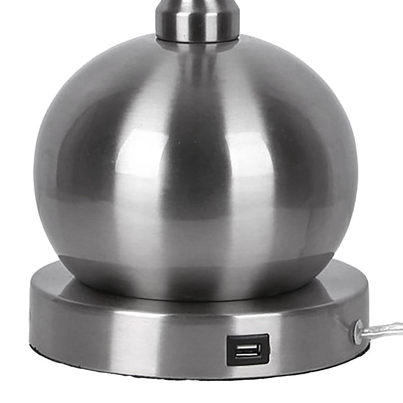 LumiSource (Set of 2) Jules 30.25" Contemporary Table Lamps Brushed Nickel with White Linen Shade and Built-in USB Port from Grandview Gallery