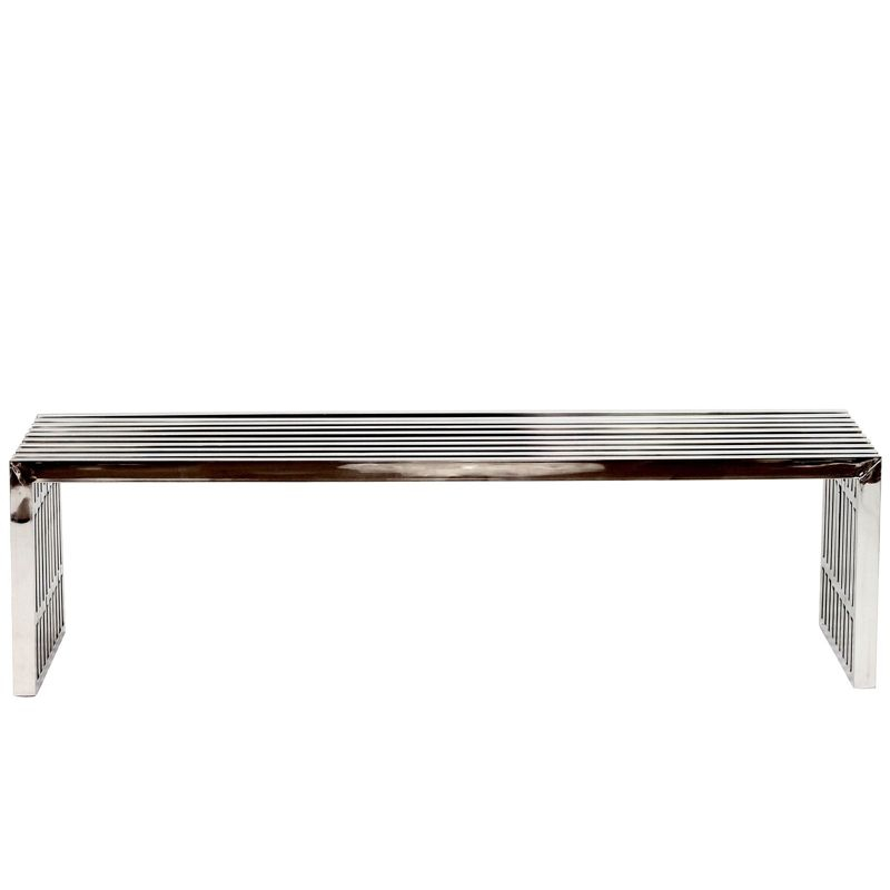 Gridiron Large Stainless Steel Bench Silver - Modway: No Assembly, 660lb Capacity, 60" Width