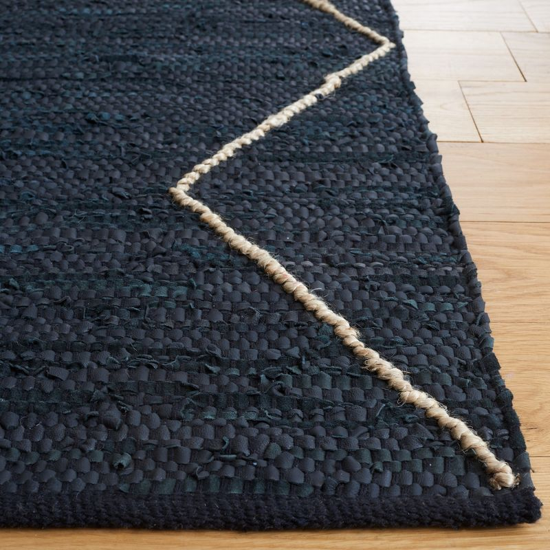 Vintage Leather VTL801 Hand Woven Area Rug - Black/Natural - 6'x6' - Safavieh.