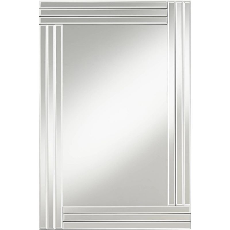 Possini Euro Design Sofija Rectangular Vanity Wall Mirror Modern Mirrored Glass Layered Frame 23 1/2" Wide for Bathroom Bedroom Living Room Entryway