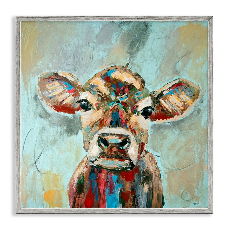 Stupell Industries Brushed Painting Cow Animal, 17" x 17"