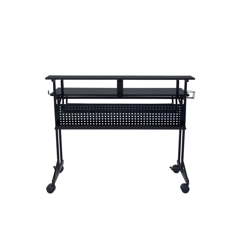 Acme Furniture Suitor Computer Desk Black: 38" Height, Metal Frame, Veneer Surface, Hutch Storage