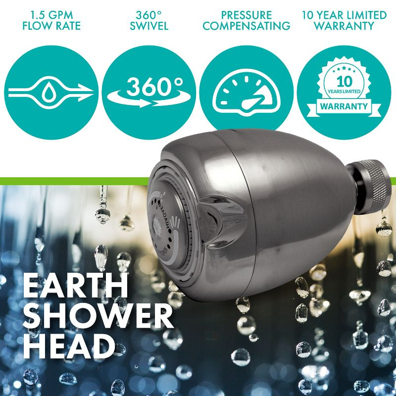 Niagara Conservation Earth Spa 3-Spray with 1.5 GPM 2.7-in. Wall Mount Adjustable Fixed Shower Head - Brushed Nickel