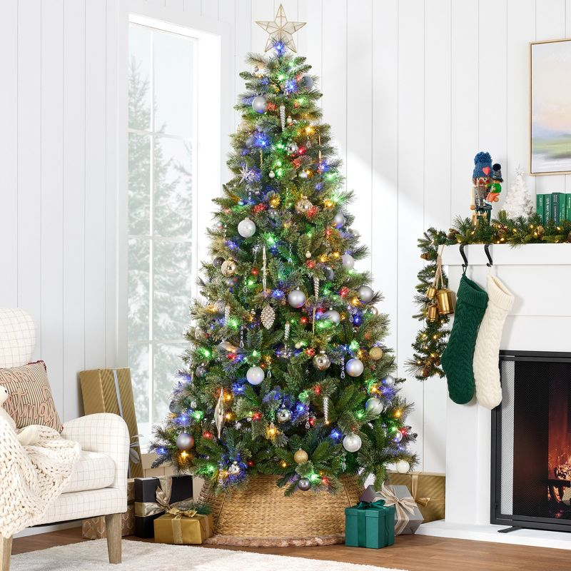 Best Choice Products 7.5ft Pre-Lit Cashmere Christmas Tree Holiday Decor w/ Cordless Connection, 2-in-1 LED Lights