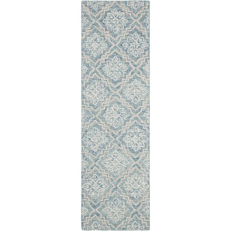 Abstract ABT201 Handmade Indoor Runner - Blue/Grey - 2'-3"x12' - Safavieh