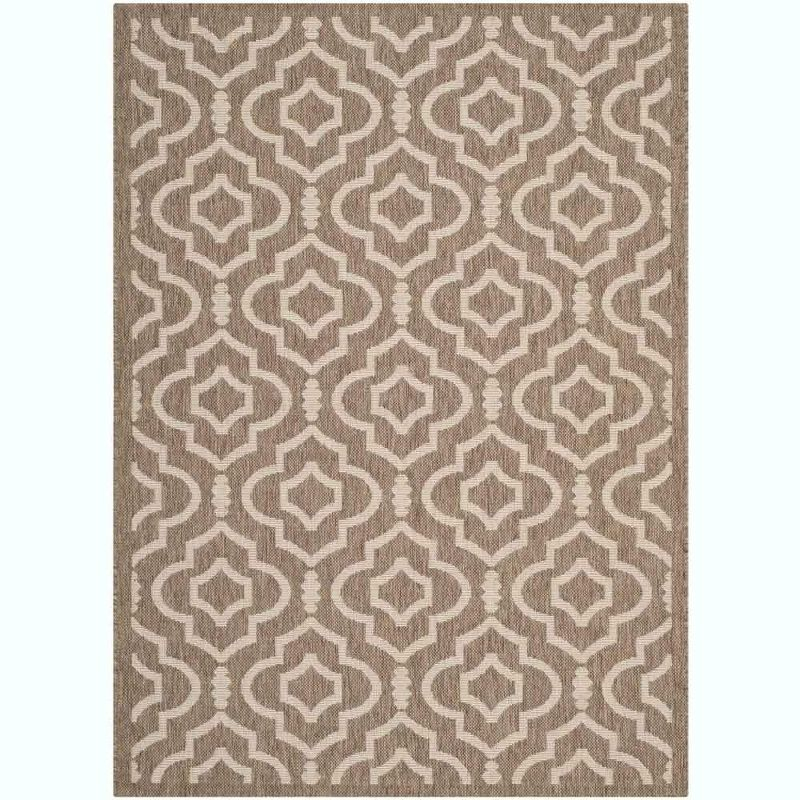 Courtyard CY6926 Power Loomed Indoor and Outdoor Area Rug - Brown/Bone - 4'x5'7" - Safavieh