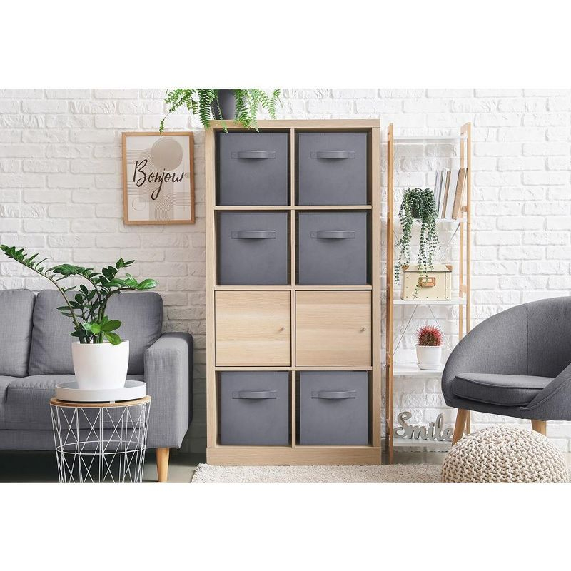 Sorbus 11 Inch 6 Pack Foldable Fabric Storage Cube Bins with Handles - for Organizing Pantry, Closet, Nursery, Playroom, and More (Gray)