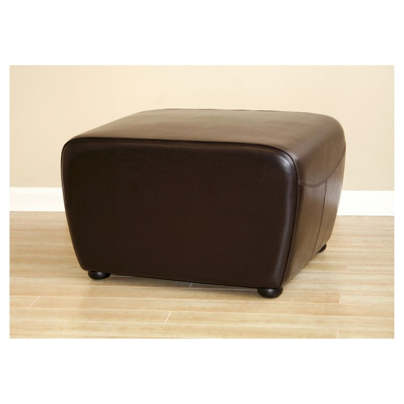 Full Leather Ottoman with Rounded Sides Dark Brown - Baxton Studio: Faux Upholstered, Wood Frame, No Assembly Required